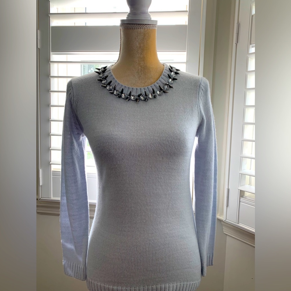 Powder blue with fashionable design collar